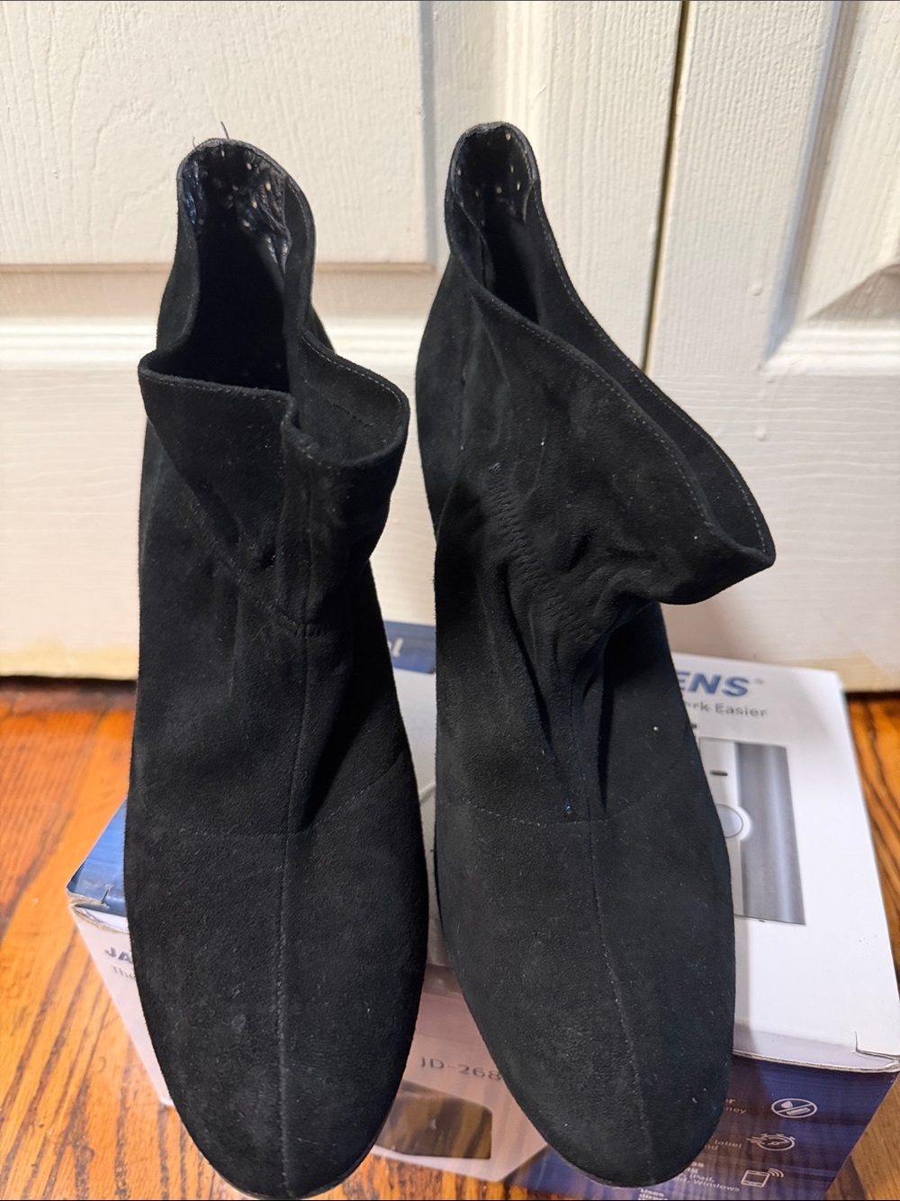 Women's Black Suede Ankle Boots - Sleek Slip-On Style